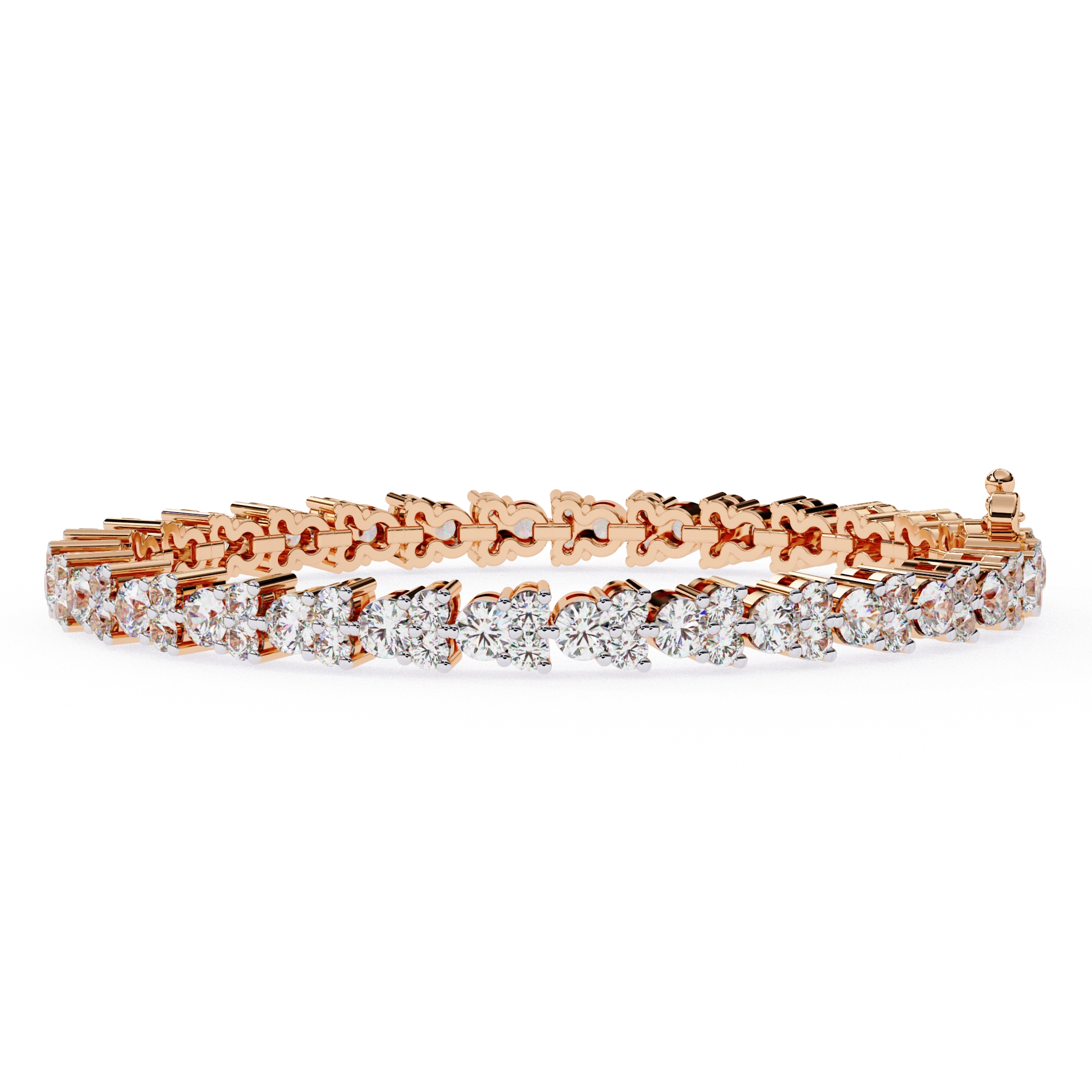 2.26 Carat Round Diamond Tennis Bracelet In White Gold 18K Rose Gold Natural Diamond