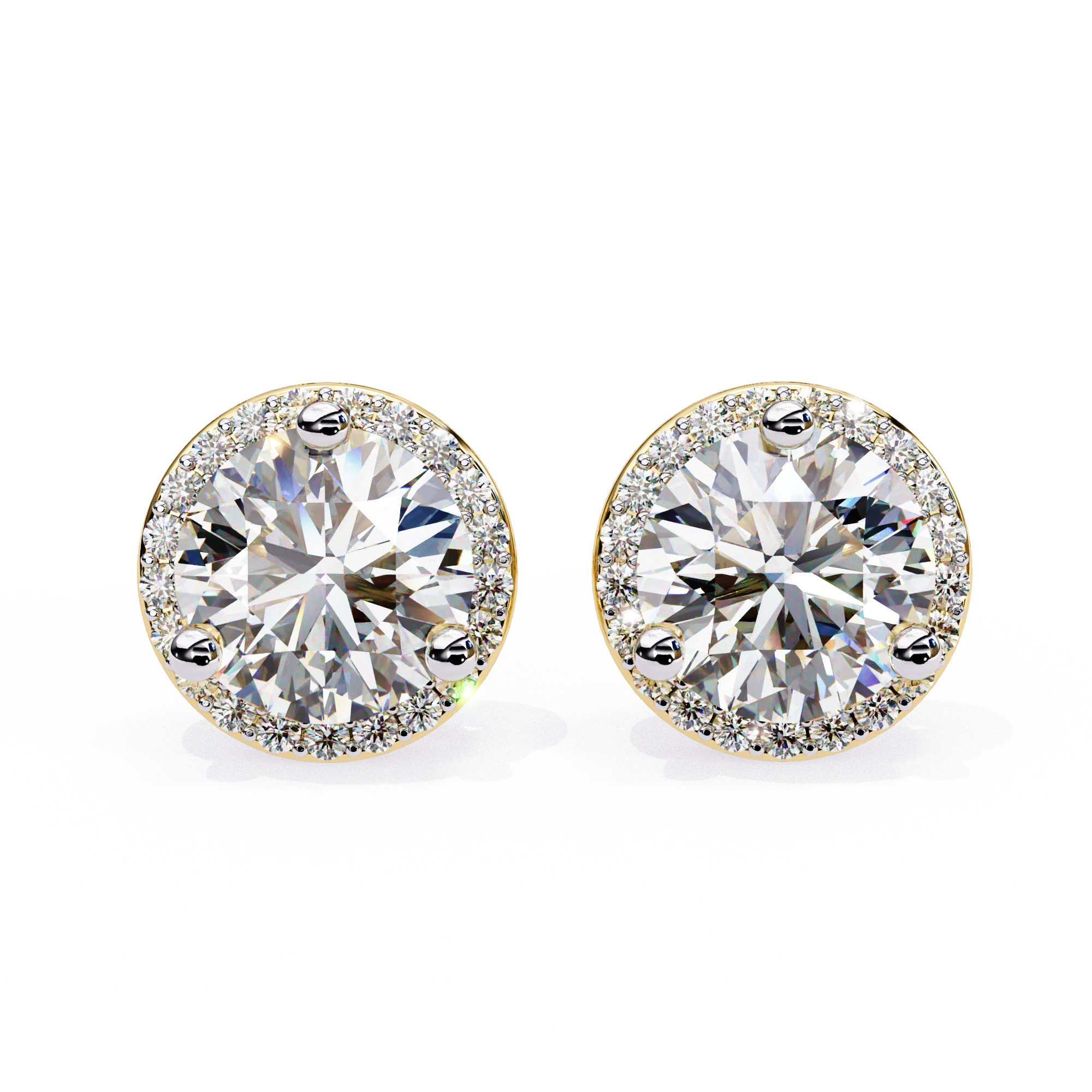 2.2 Ct. Round Halo Diamond Stud Earrings Women's Classic Bezel Look Lab Diamond