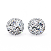 2.2 Ct. Round Halo Diamond Stud Earrings Women's Classic Bezel Look Lab Diamond