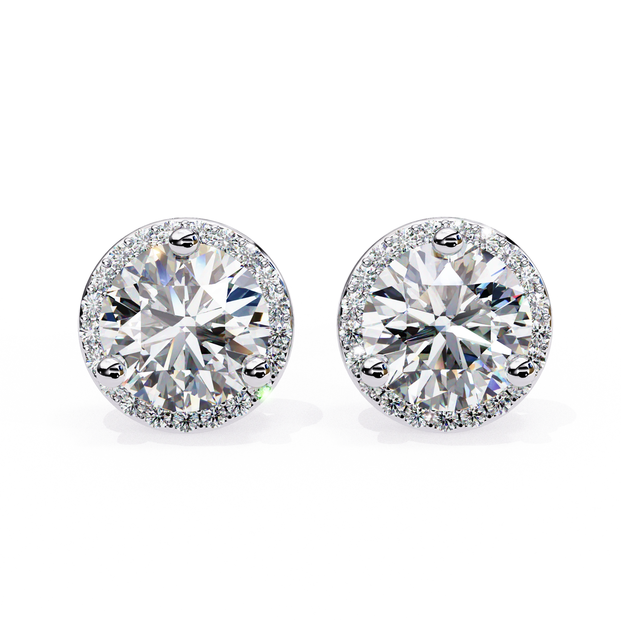 2.2 Ct. Round Halo Diamond Stud Earrings Women's Classic Bezel Look Lab Diamond