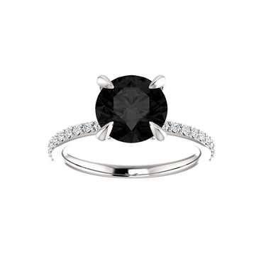 2.3 Carat Round Cut Prong Setting Black And White Diamond Ring In White Gold