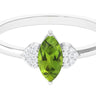 2.30 Carat Marquise Peridot Gemstone Prong Setting Three Stone Engagement Ring In White Gold