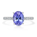 2.30 Ct Oval Tanzanite Gemstone Hidden Halo Ring 