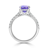 2.30 Ct Oval Tanzanite Gemstone Hidden Halo Ring 