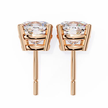 2.33 Carat Cushion Cut Lab Diamond Stud Earrings In Rose Gold