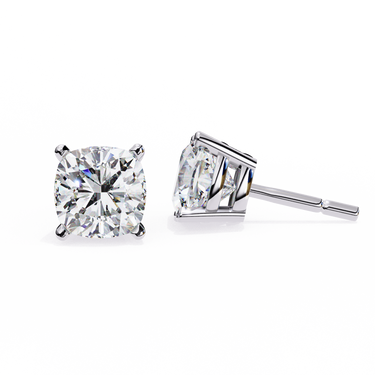 2.33 Carat Cushion Cut Lab Diamond Stud Earrings In White Gold