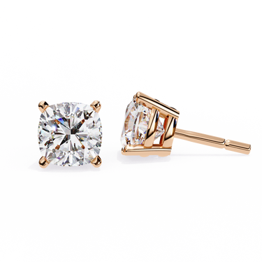 2.33 Carat Cushion Cut Lab Diamond Stud Earrings In Rose Gold