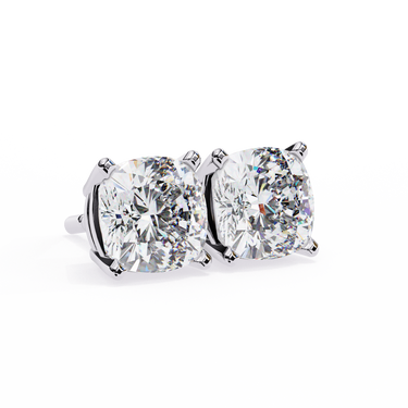 2.33 Carat Cushion Cut Lab Diamond Stud Earrings In White Gold