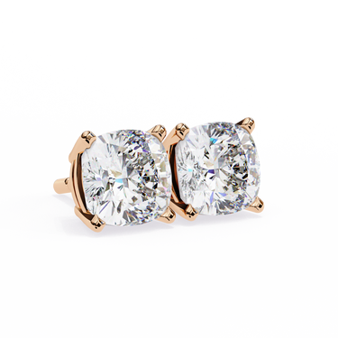 2.33 Carat Cushion Cut Lab Diamond Stud Earrings In Rose Gold