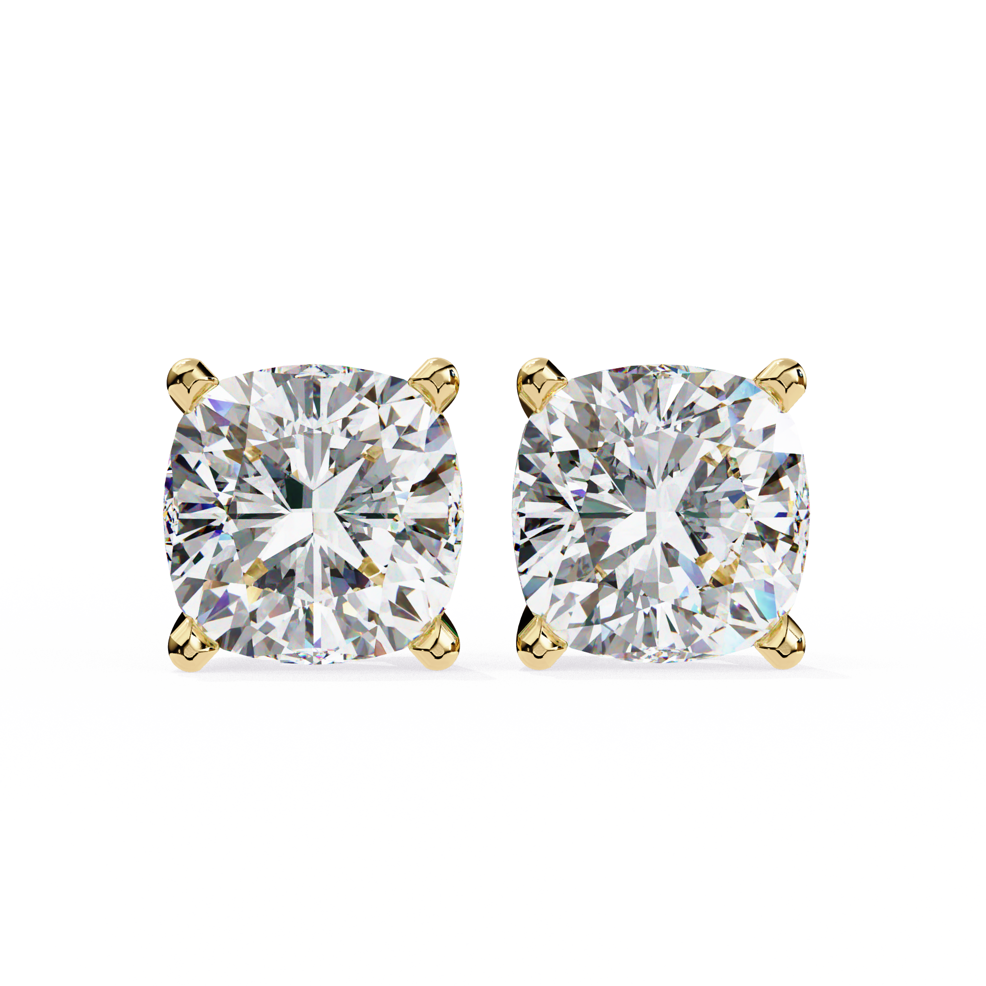 2.50 Ct Cushion Cut Lab Grown Diamond Earrings 18K Yellow Gold