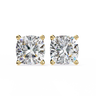 2.33 Carat Cushion Cut Lab Diamond Stud Earrings In Yellow Gold