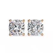 2.50 Ct Cushion Cut Lab Grown Diamond Earrings 18K Rose Gold