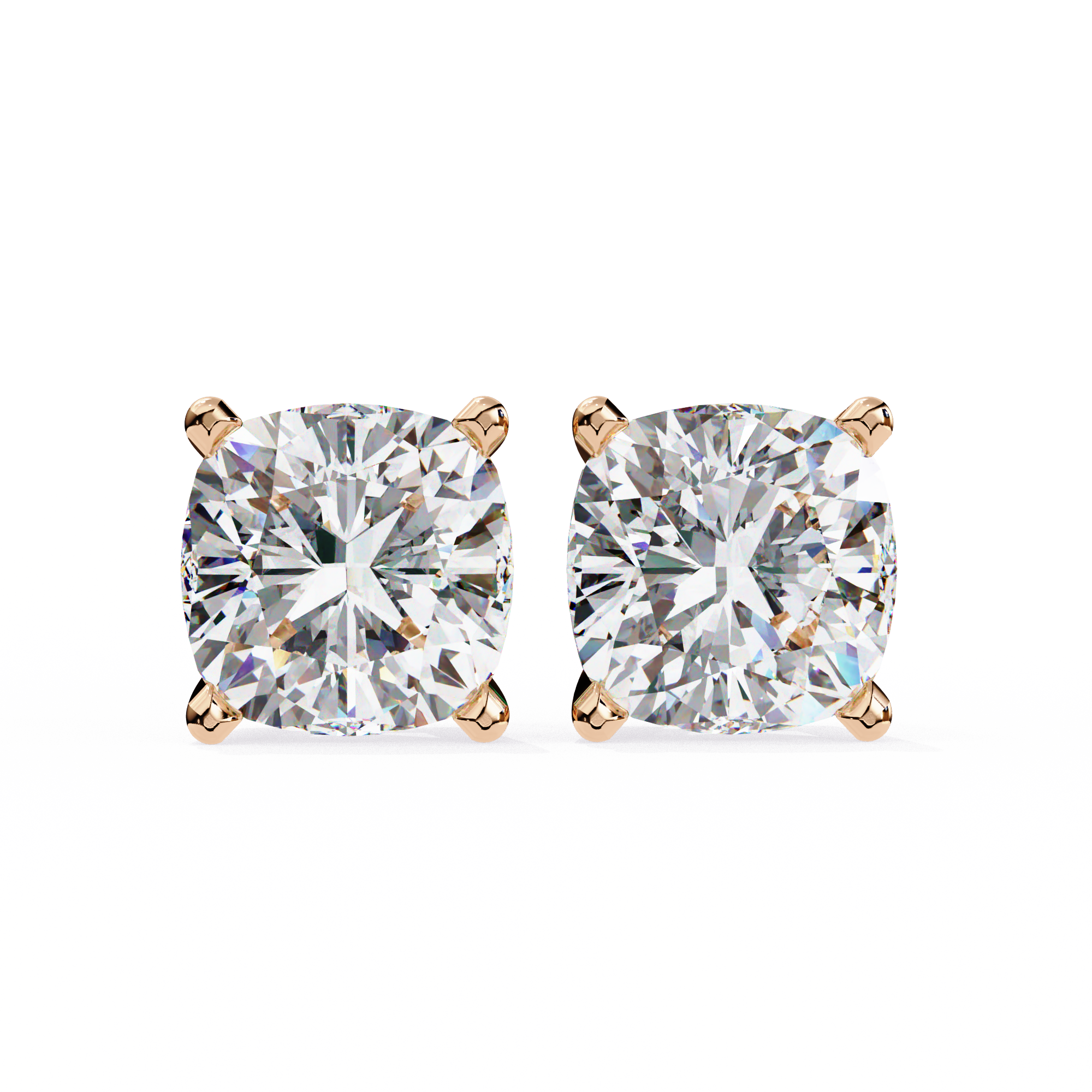 2.50 Ct Cushion Cut Lab Grown Diamond Earrings 18K Rose Gold