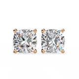 2.33 Carat Cushion Cut Lab Diamond Stud Earrings In Rose Gold