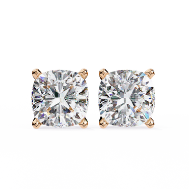 2.33 Carat Cushion Cut Lab Diamond Stud Earrings In Rose Gold