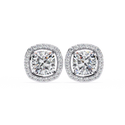 2.34 Carat Round Diamond Halo Stud Earrings for Women Lab Diamond
