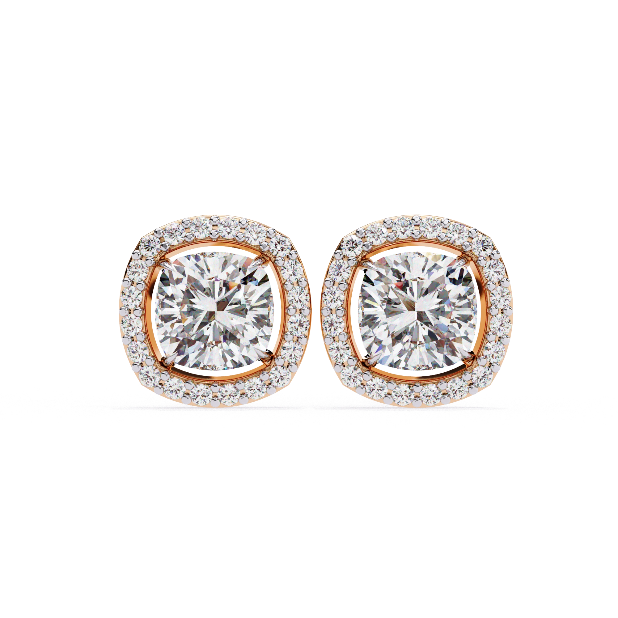 2.34 Carat Round Diamond Halo Stud Earrings for Women Lab Diamond