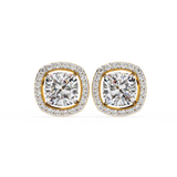2.34 Carat Round Diamond Halo Stud Earrings for Women