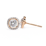 2.34 Carat Round Diamond Halo Stud Earrings for Women
