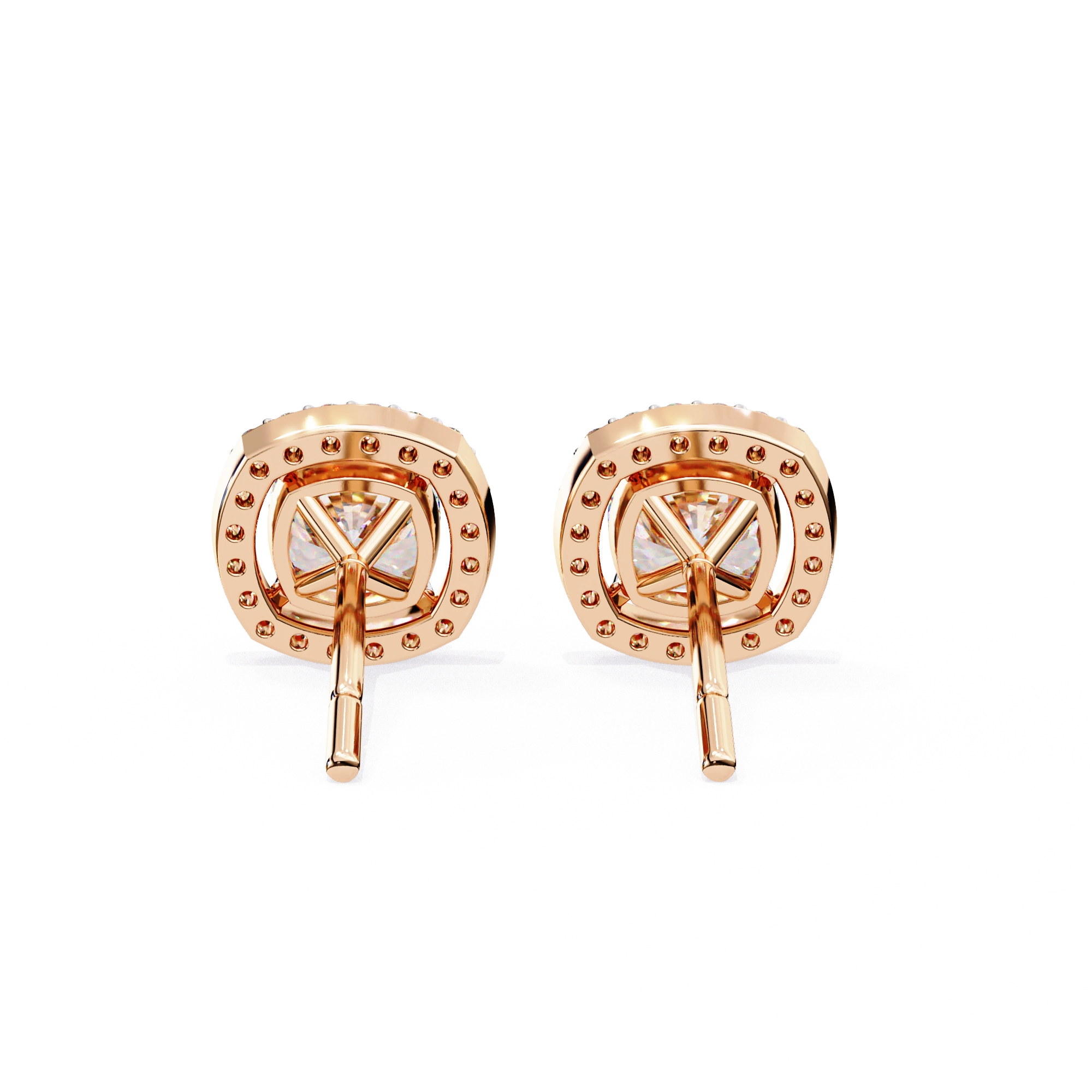 2.34 Carat Round Diamond Halo Stud Earrings for Women
