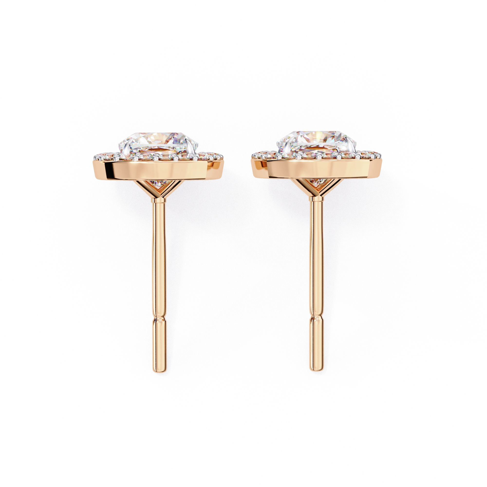 2.34 Carat Round Diamond Halo Stud Earrings for Women