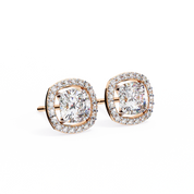2.34 Carat Round Diamond Halo Stud Earrings for Women