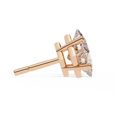 2.40 Carat Princess Cut Lab Diamond Stud Earrings In Rose Gold