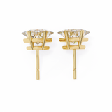 2.40 Carat Princess Cut Lab Diamond Stud Earrings In Yellow Gold