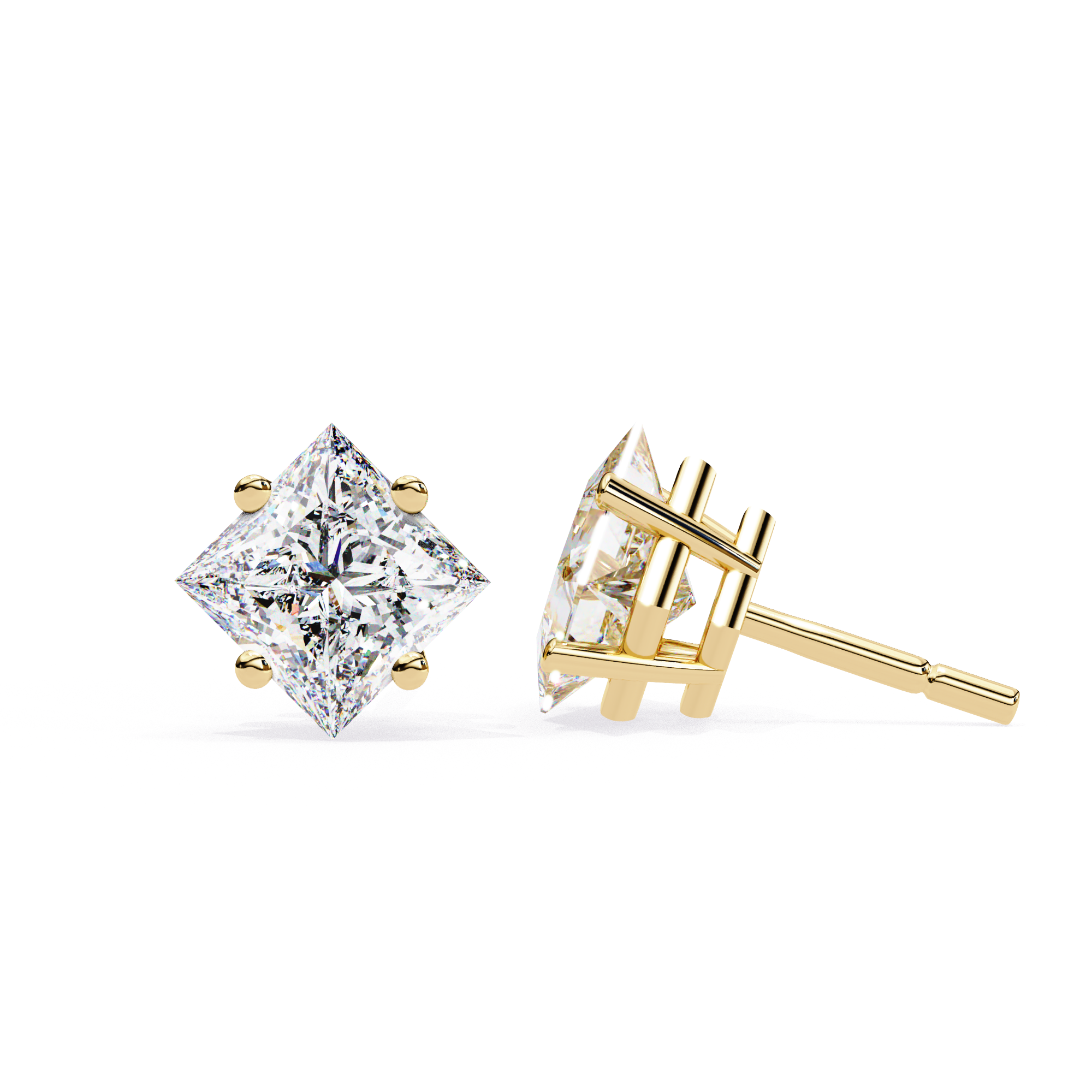 2.50 Ct Princess Cut Lab Diamond Stud Earrings