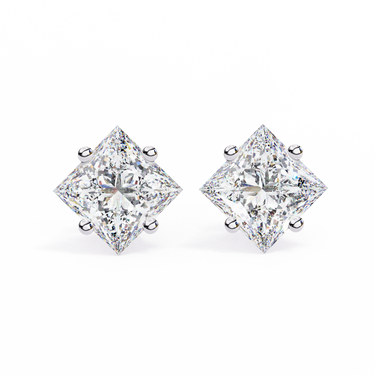 2.40 Carat Princess Cut Lab Diamond Stud Earrings In White Gold