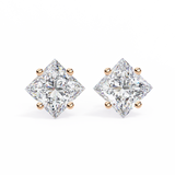 2.40 Carat Princess Cut Lab Diamond Stud Earrings In Rose Gold