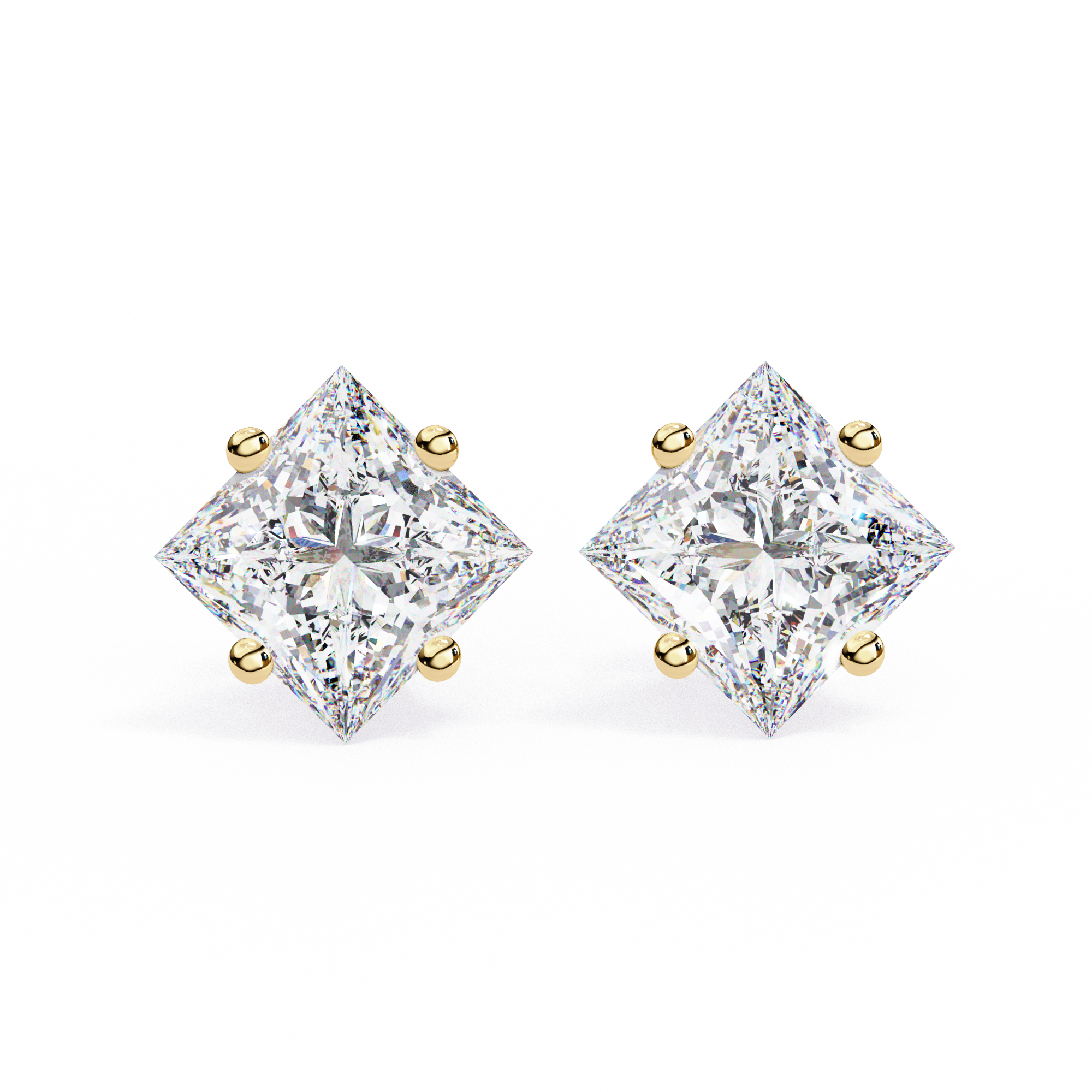 2.50 Ct Princess Cut Lab Diamond Stud Earrings