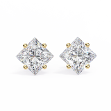 2.40 Carat Princess Cut Lab Diamond Stud Earrings In Yellow Gold