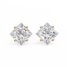 2.40 Carat Princess Cut Lab Diamond Stud Earrings In Yellow Gold