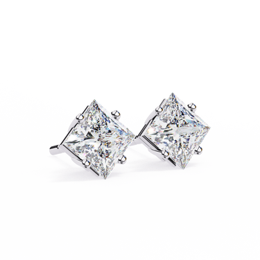 2.40 Carat Princess Cut Lab Diamond Stud Earrings In White Gold