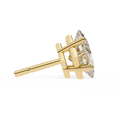 2.40 Carat Princess Cut Lab Diamond Stud Earrings In Yellow Gold