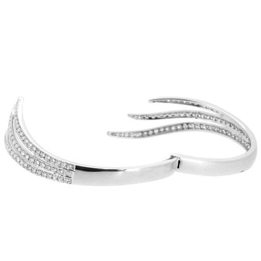 White Diamond Bangle Bracelet In 14k White Gold (2.40 Ct )