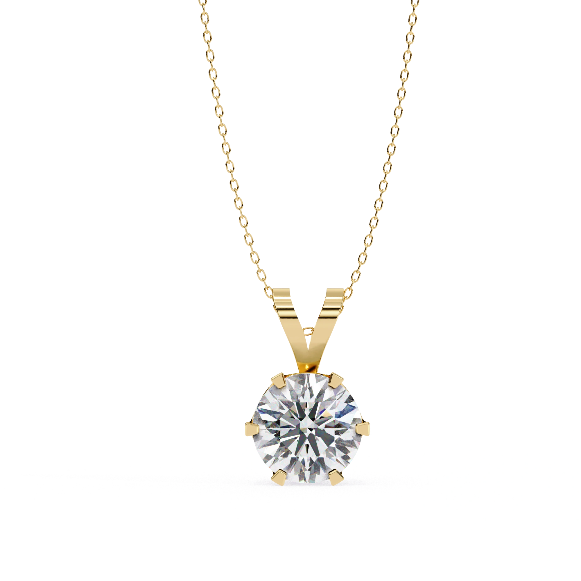 2.43 Ct Lab Round Diamond Solitaire Pendant Yellow Gold Lab Diamond