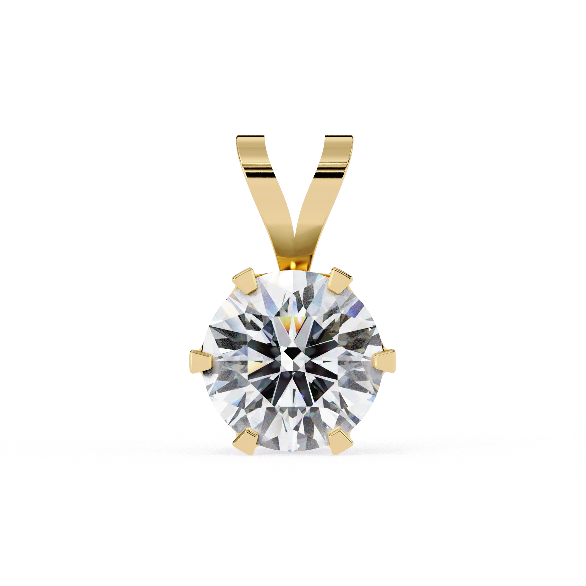 2.43 Ct Lab Round Diamond Solitaire Pendant Yellow Gold