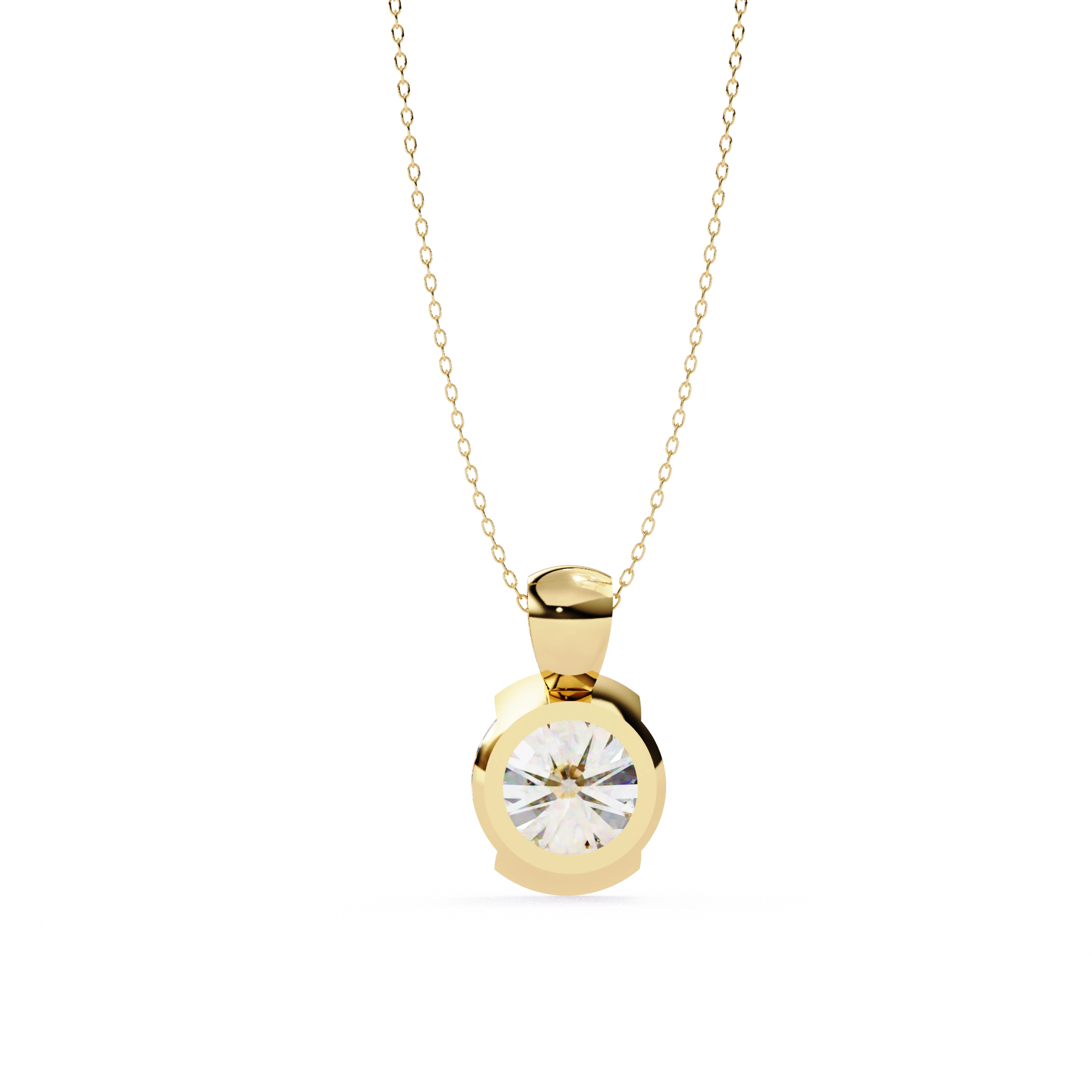 2.43 Ct Round Lab Diamond Bezel Set Pendant in Yellow Gold