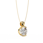 2.43 Ct Round Lab Diamond Bezel Set Pendant in Yellow Gold