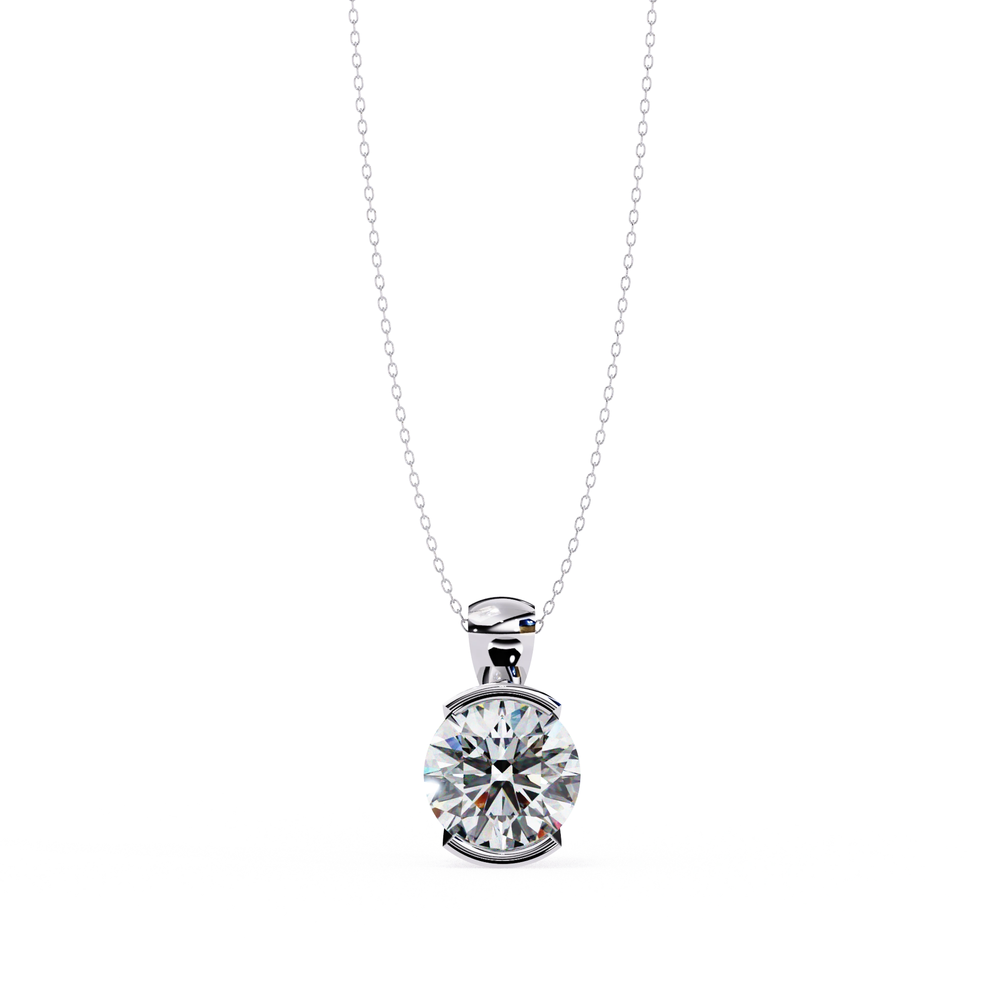 2.43 Ct Round Lab Diamond Bezel Set Pendant in Yellow Gold Lab Diamond
