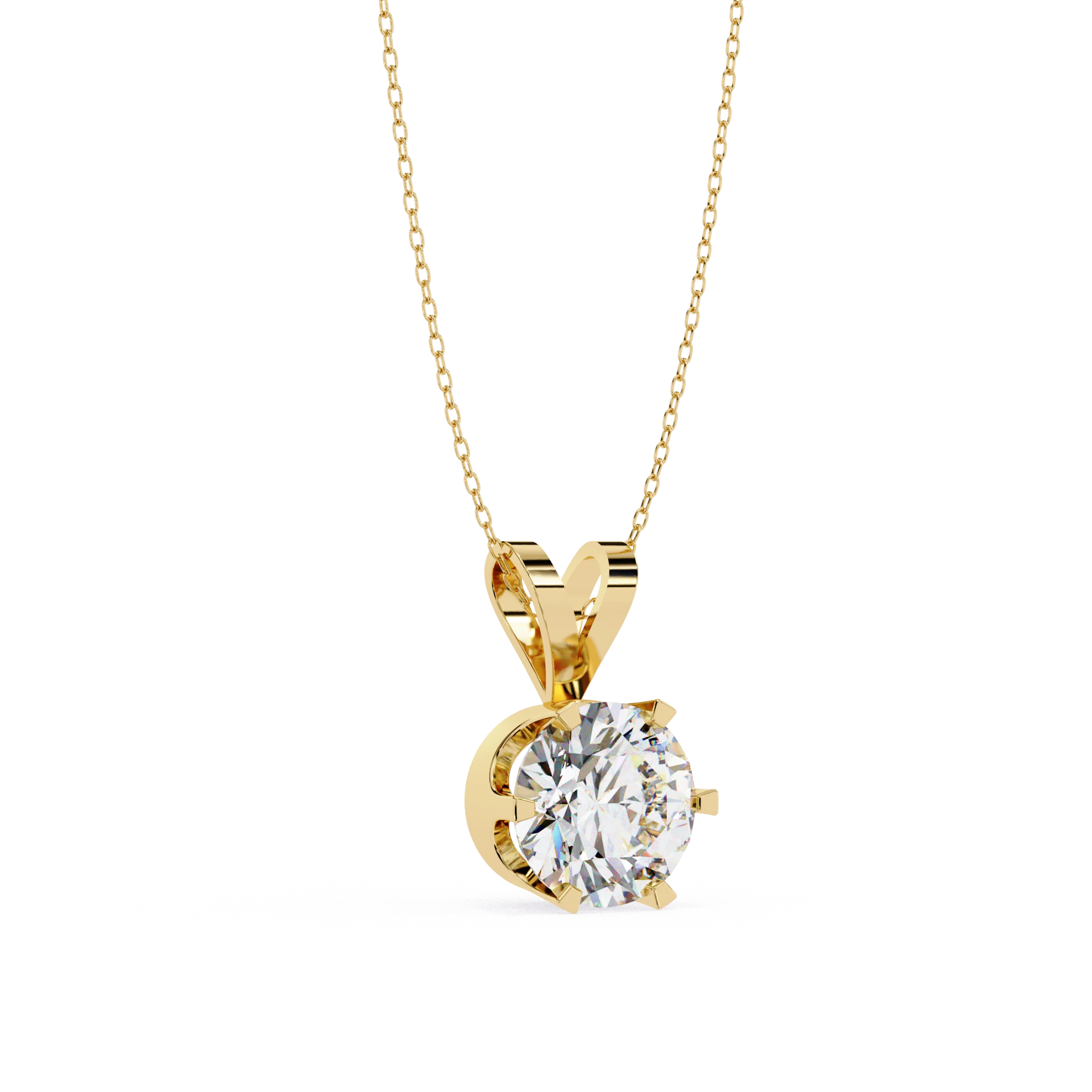 2.43 Ct Lab Round Diamond Solitaire Pendant Yellow Gold