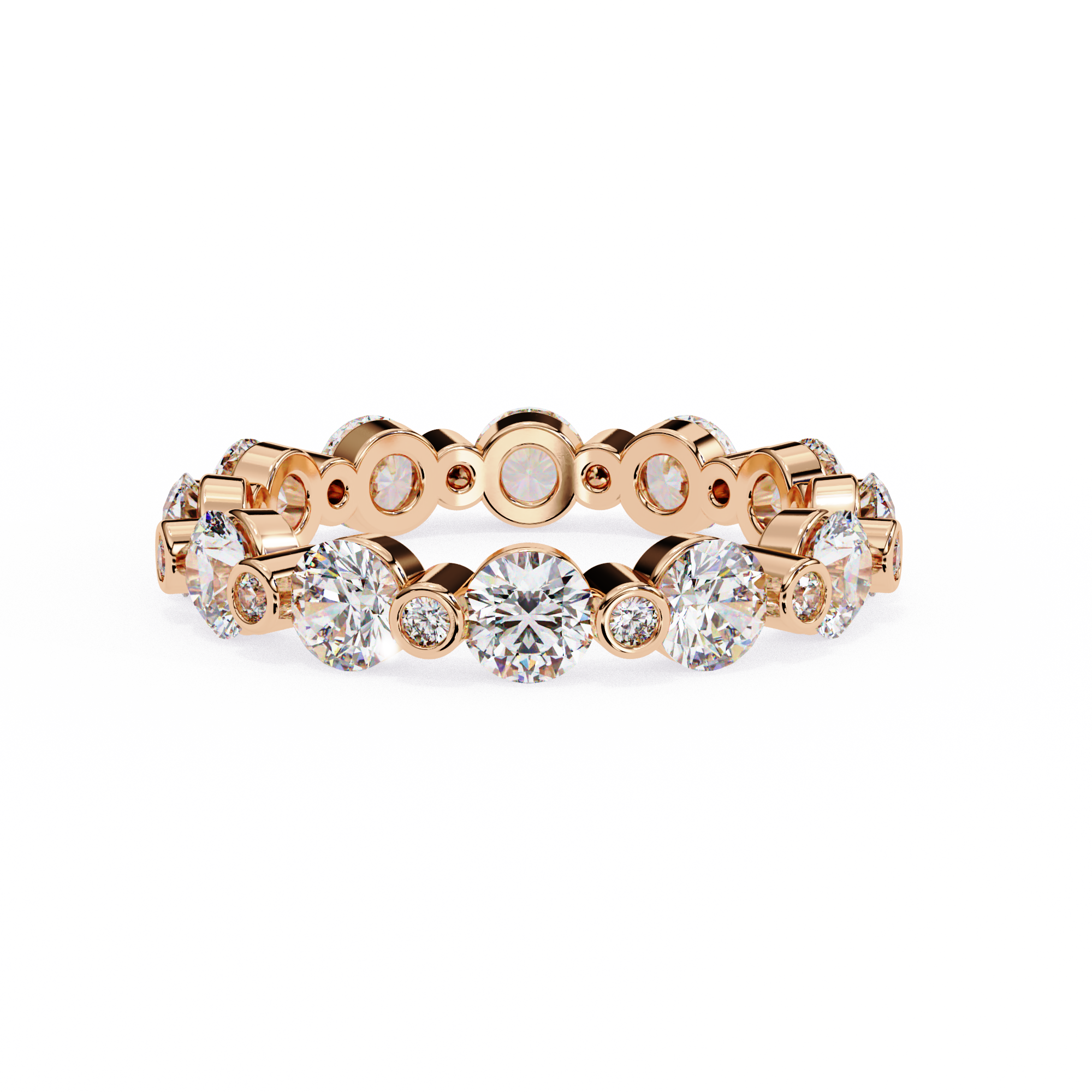 2.46 Carat Round Cut Diamond Eternity Wedding Band In Rose Gold