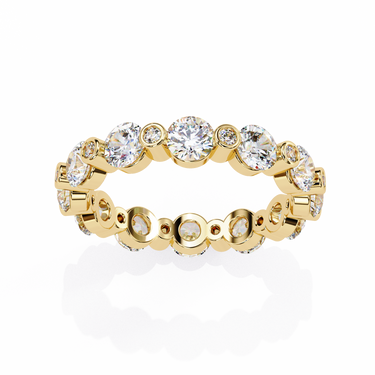 2.46 Carat Round Cut Diamond Eternity Wedding Band In Yellow Gold