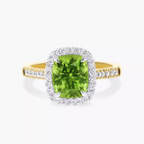 2.50 Carat Cushion Peridot Gemstone Halo Ring