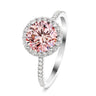 2.50 Carat Round Cut Halo Pink Lab Diamond Engagement Ring In White Gold