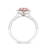 2.50 Carat Round Cut Halo Pink Lab Diamond Engagement Ring In White Gold