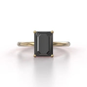 2.50 Carat Emerald Cut Black Diamond Solitaire Ring Black Diamond Engagement Ring