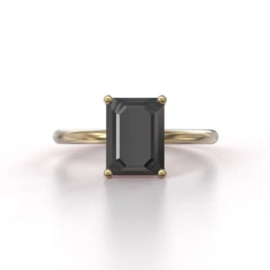 2.50 Carat Emerald Cut Black Diamond Solitaire Ring Black Diamond Engagement Ring